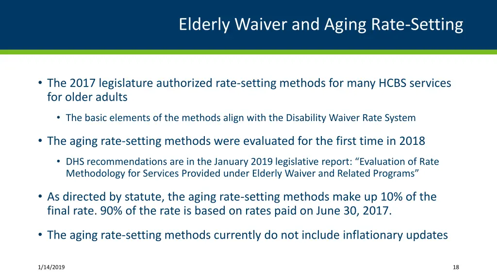 elderly waiver and aging rate setting