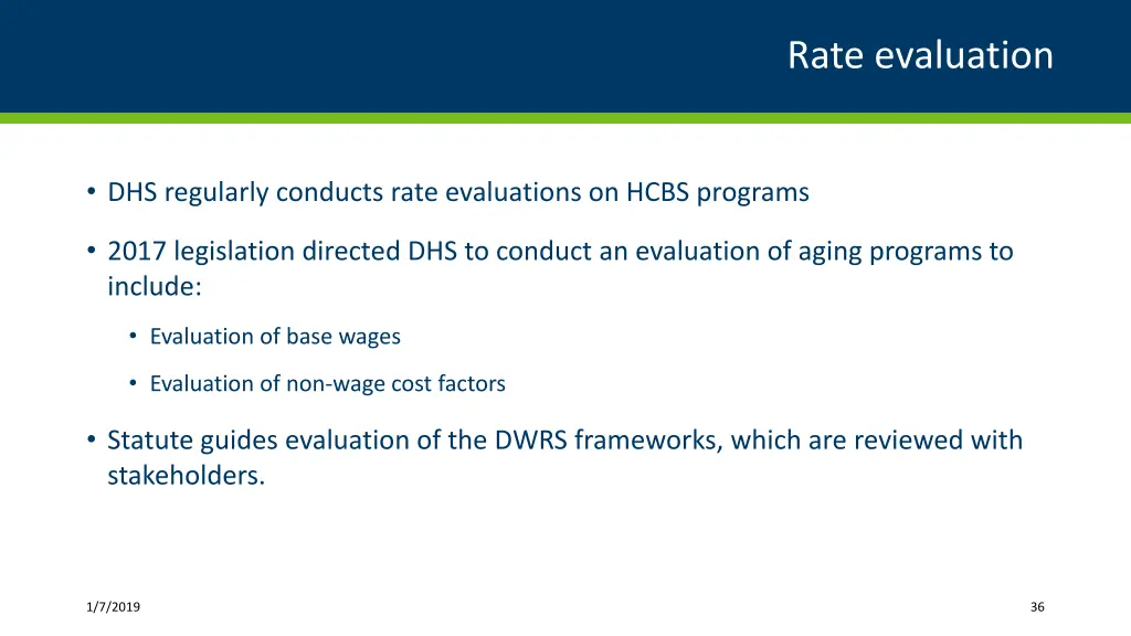 rate evaluation