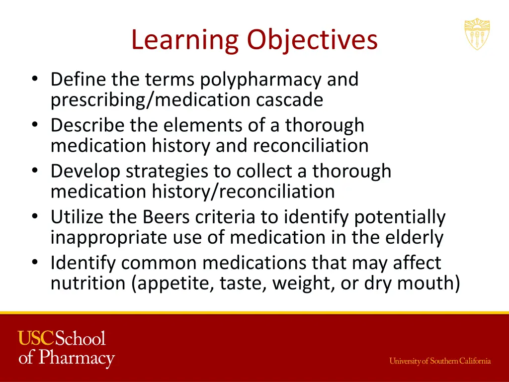 learning objectives define the terms polypharmacy