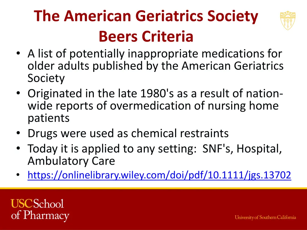 the american geriatrics society beers criteria