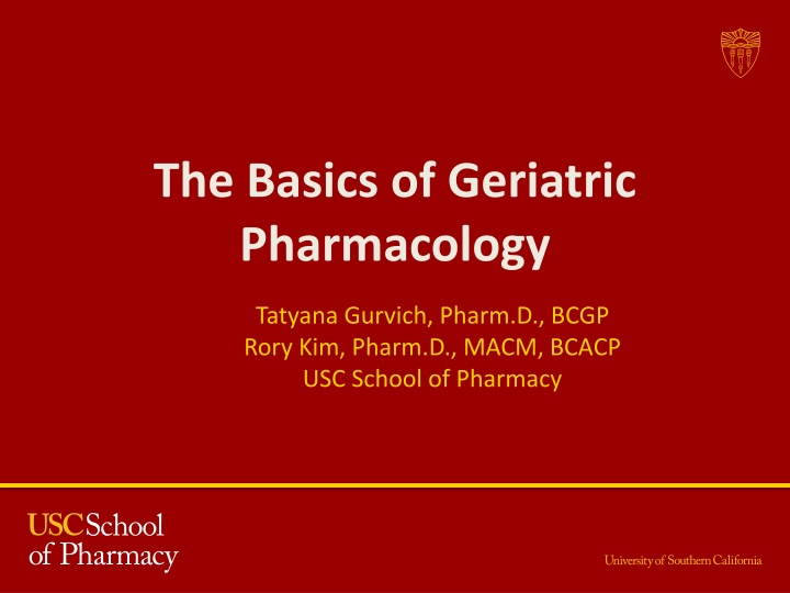 the basics of geriatric pharmacology