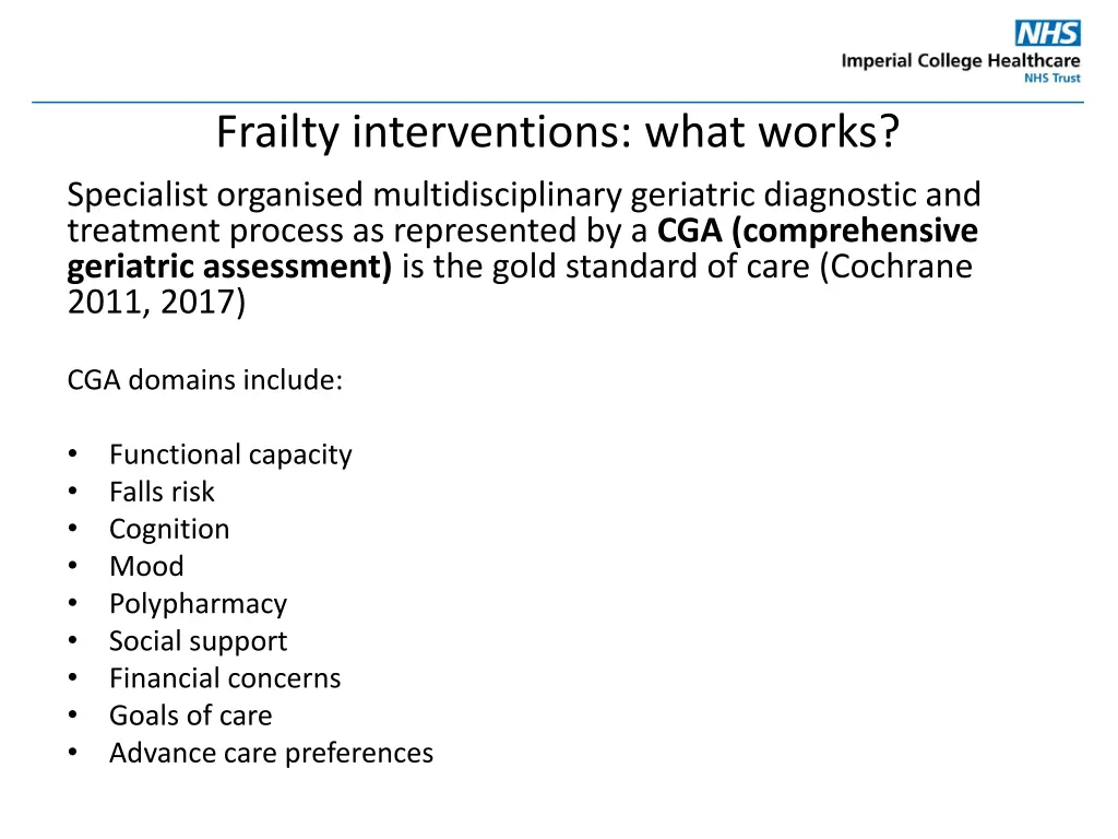 frailty interventions what works specialist