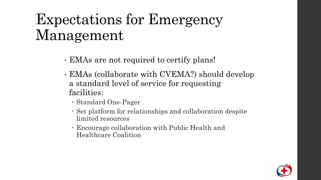 expectations for emergency management 1