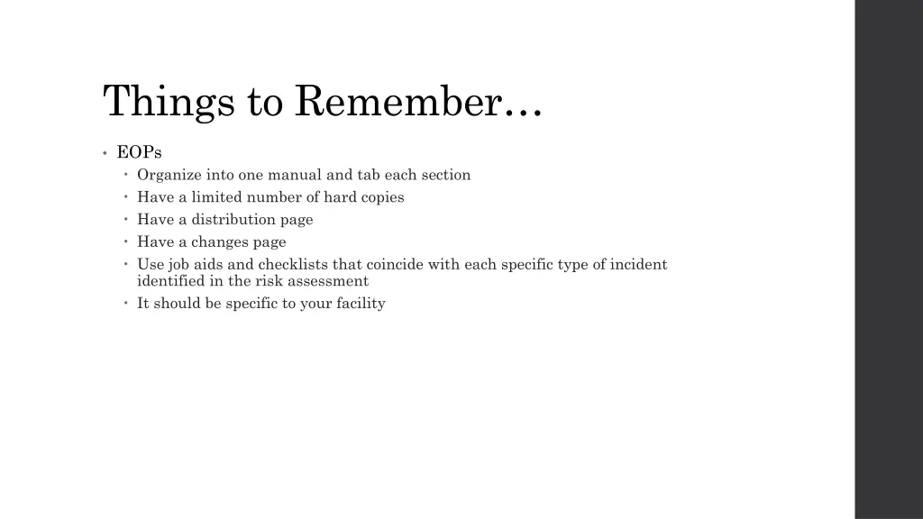 things to remember