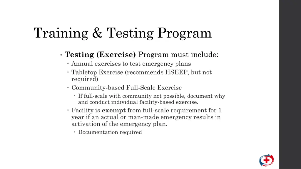 training testing program 1