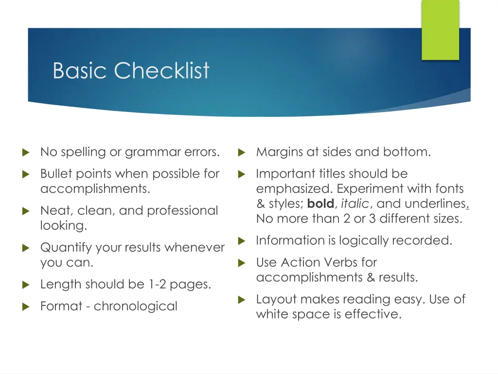 basic checklist