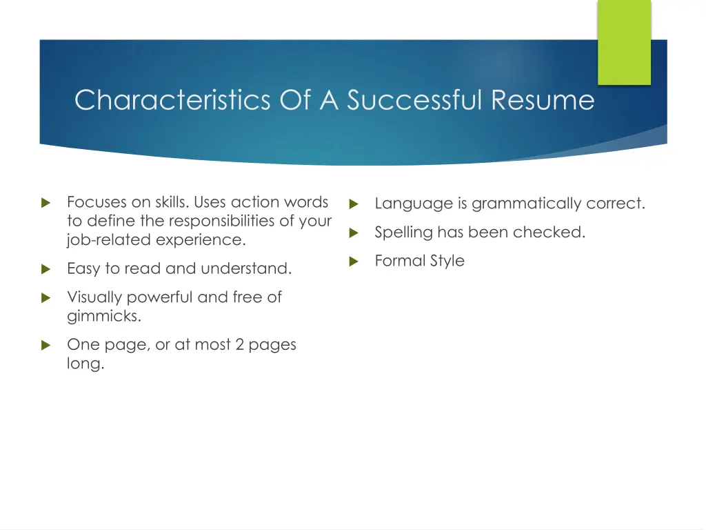 characteristics of a successful resume