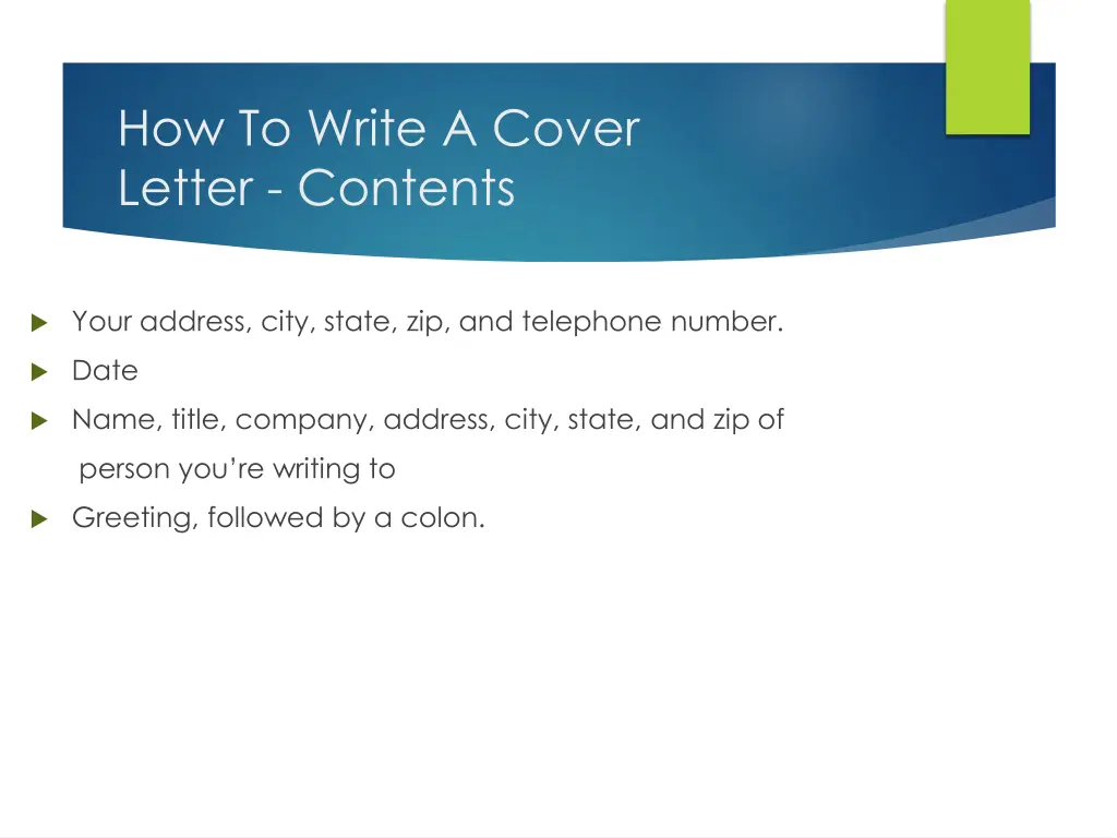 how to write a cover letter contents