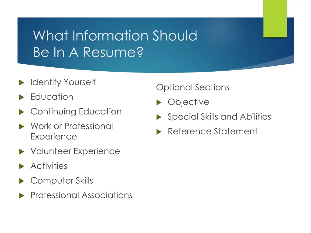 what information should be in a resume