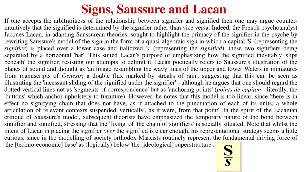 signs saussure and lacan