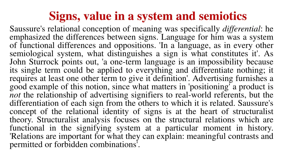 signs value in a system and semiotics saussure