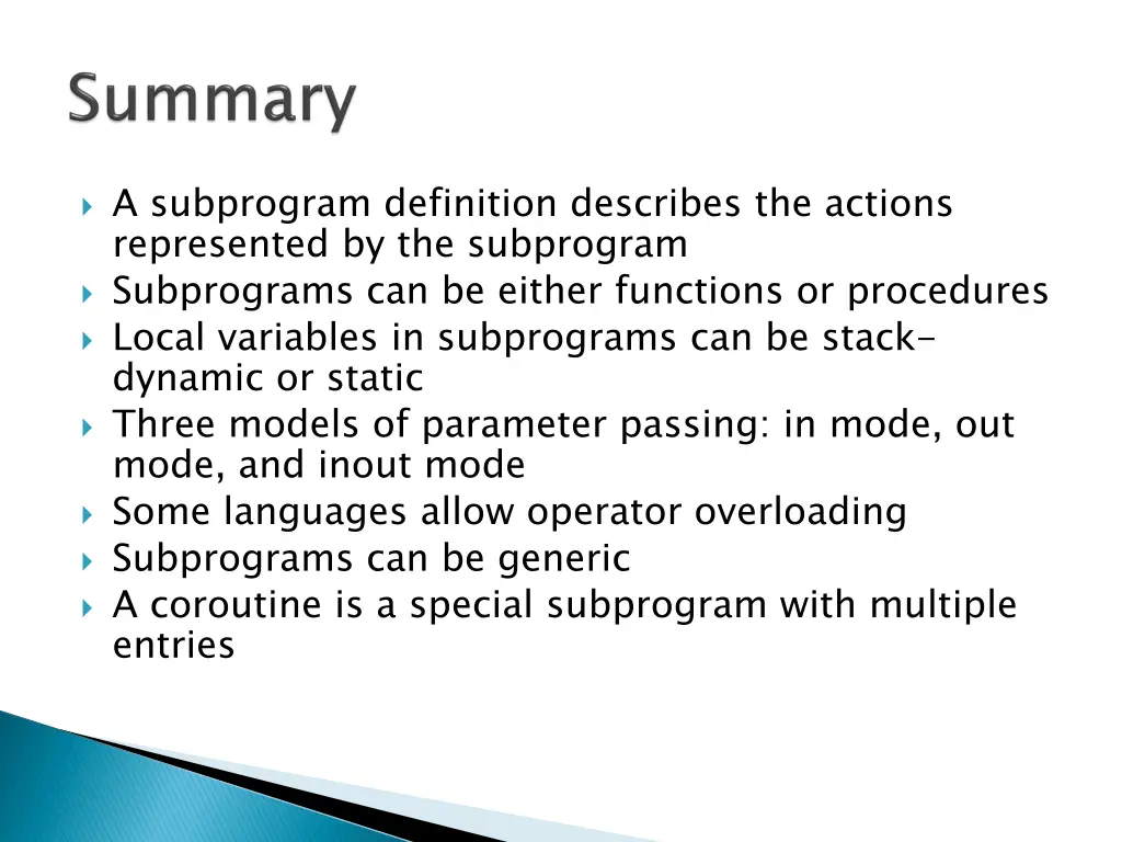 a subprogram definition describes the actions