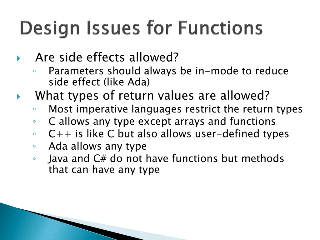 are side effects allowed parameters should always