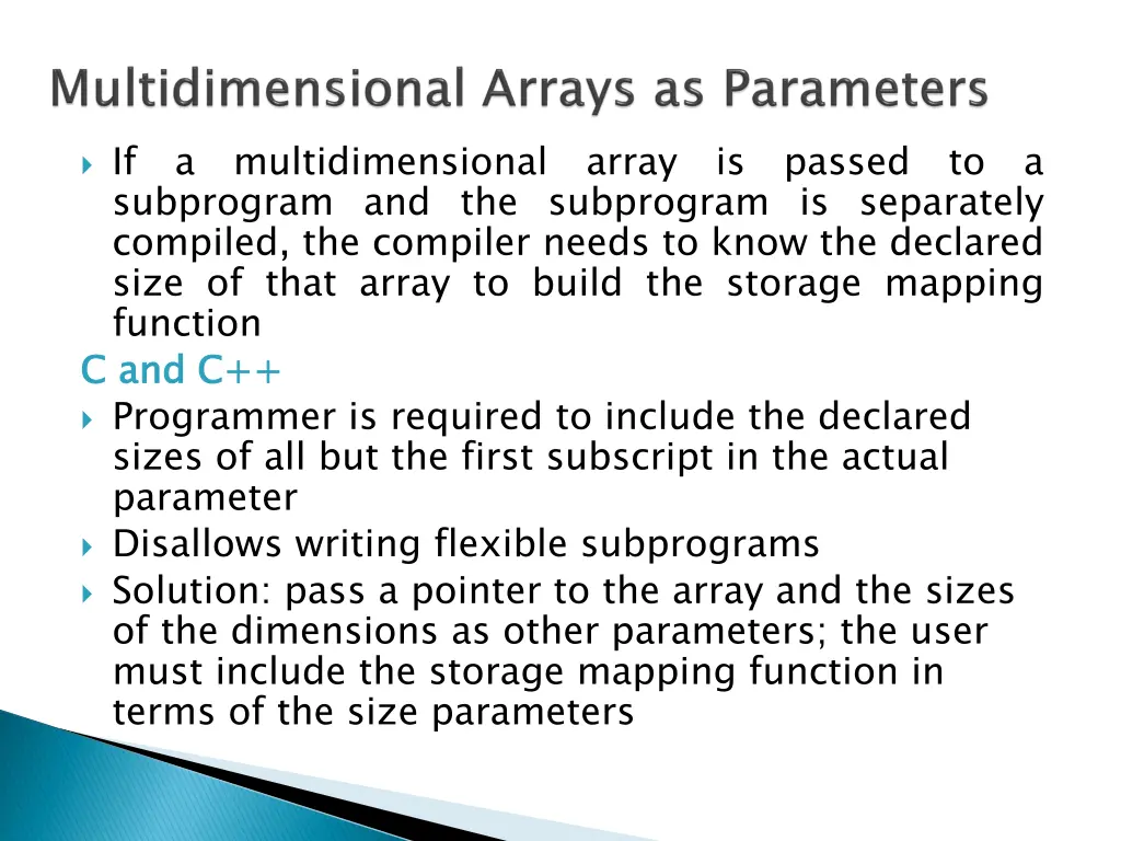 multidimensional subprogram and the subprogram