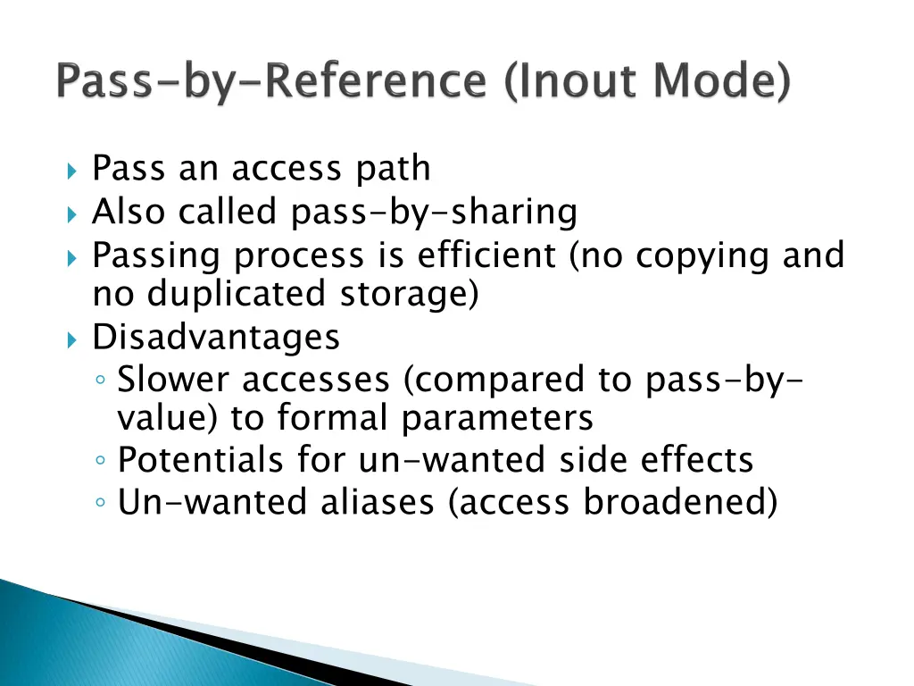 pass an access path also called pass by sharing