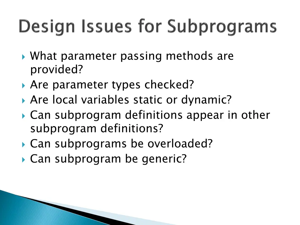 what parameter passing methods are provided