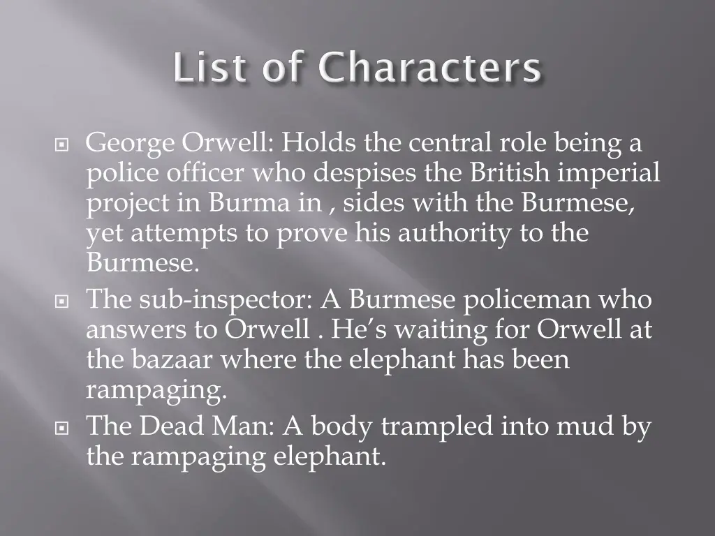 george orwell holds the central role being