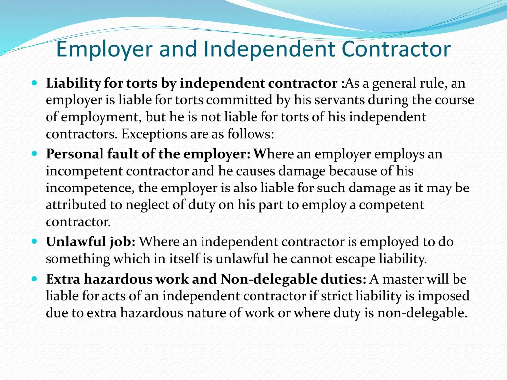 employer and independent contractor