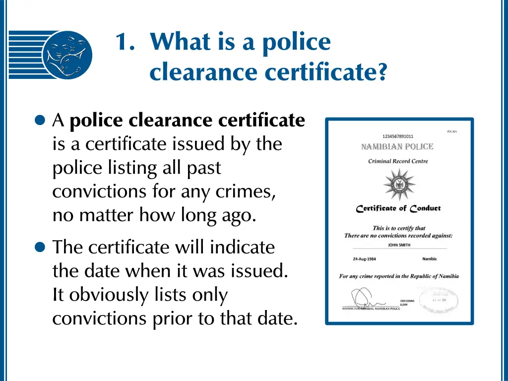 1 what is a police clearance certificate