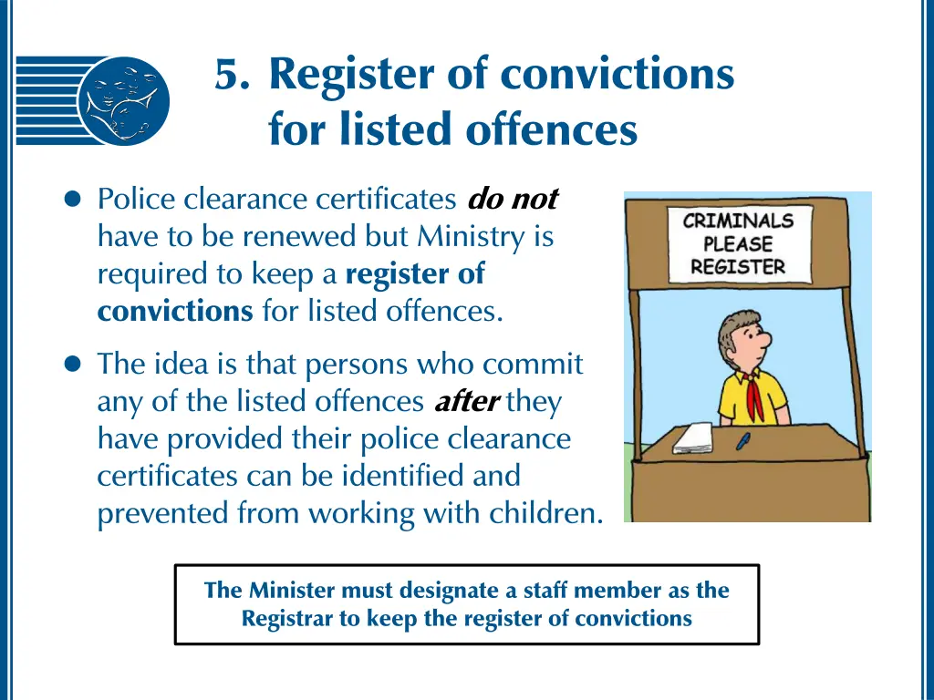 5 register of convictions for listed offences