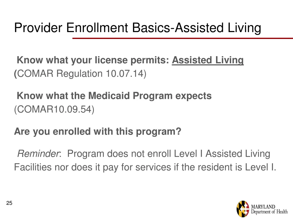 provider enrollment basics assisted living