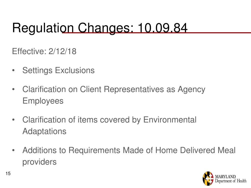 regulation changes 10 09 84