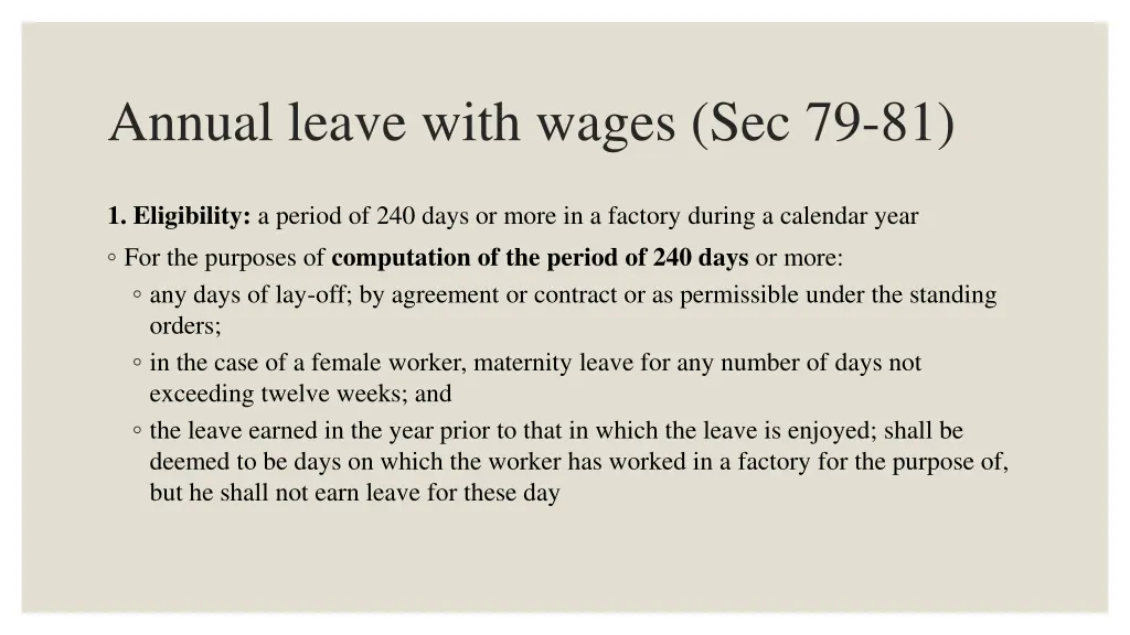 annual leave with wages sec 79 81