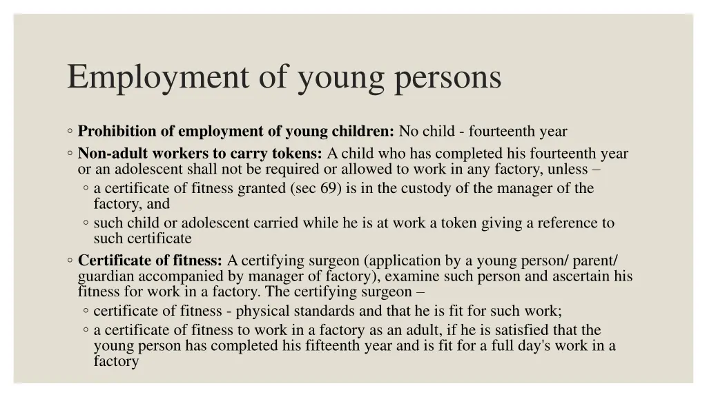 employment of young persons