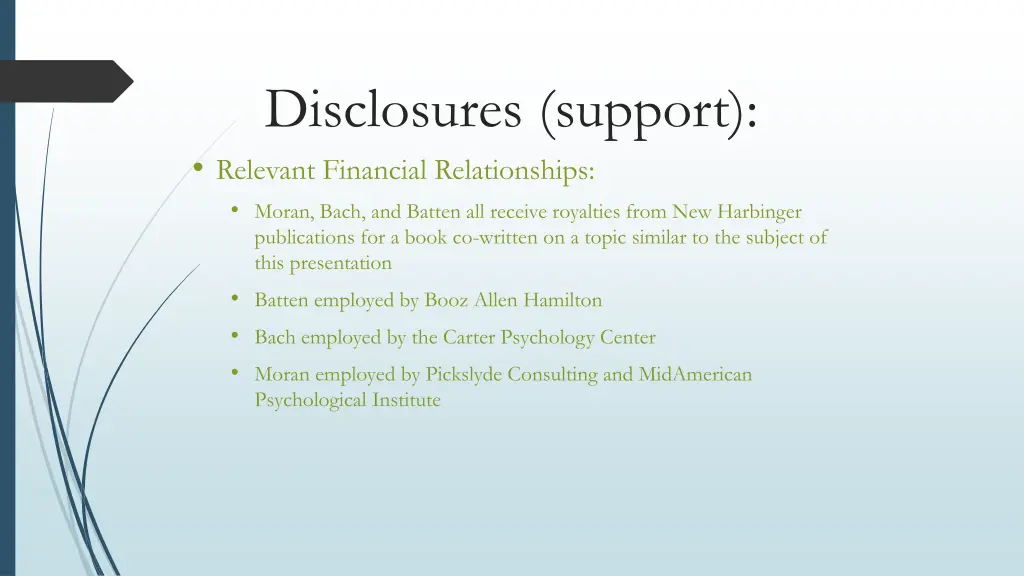 disclosures support relevant financial