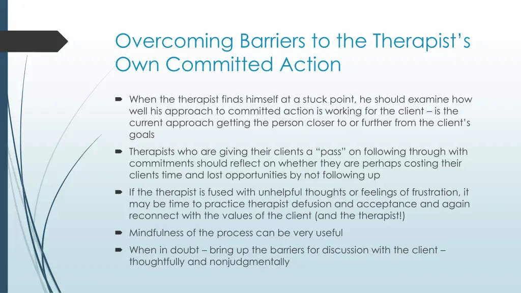 overcoming barriers to the therapist