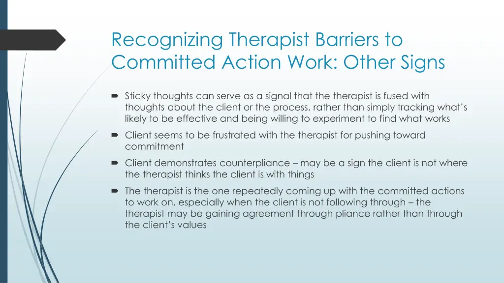 recognizing therapist barriers to committed 1