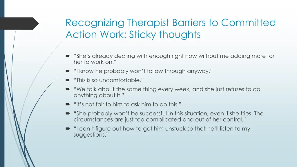 recognizing therapist barriers to committed