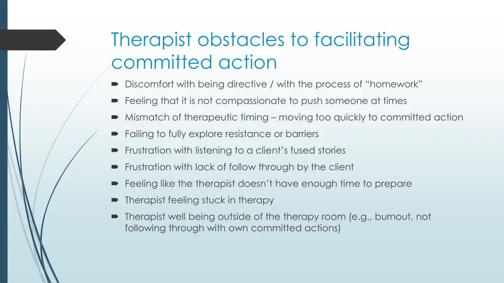 therapist obstacles to facilitating committed 1