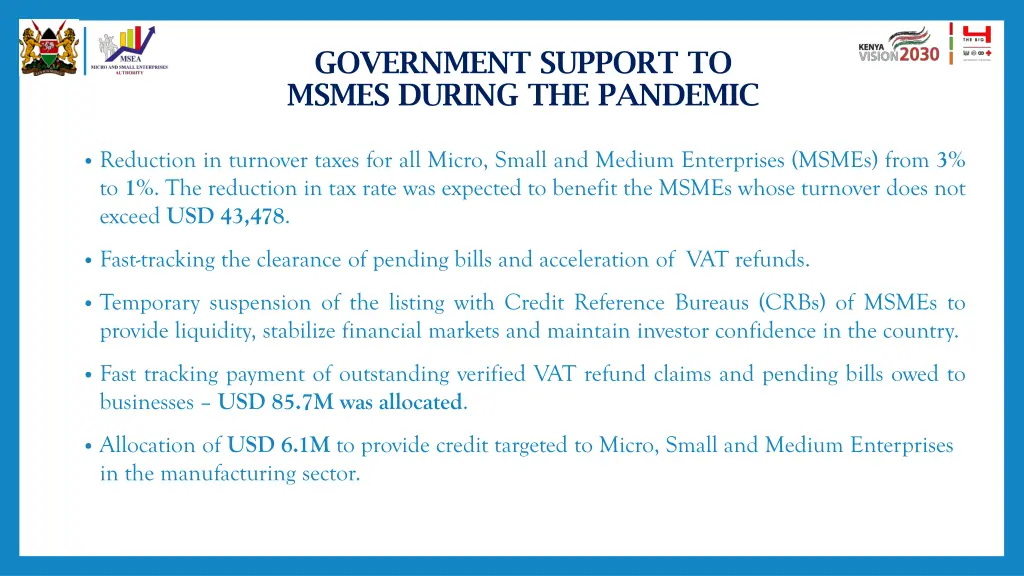 government support to msmes during the pandemic