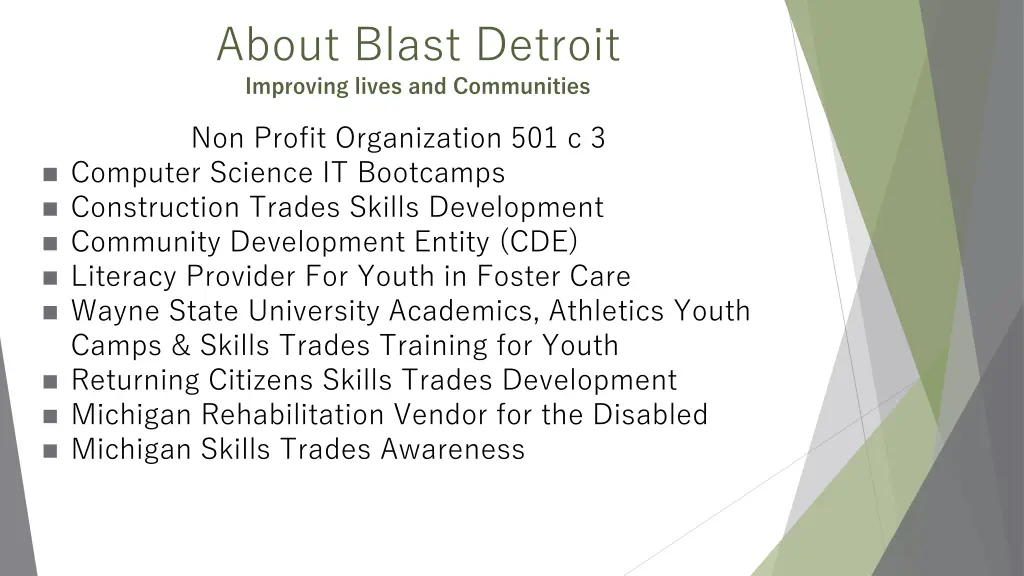 about blast detroit improving lives