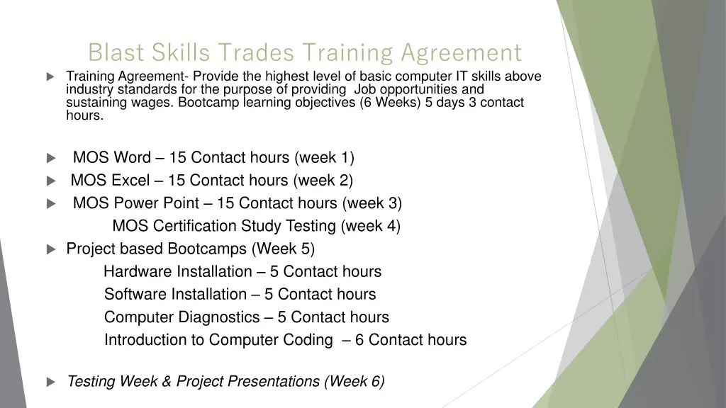 blast skills trades training agreement training