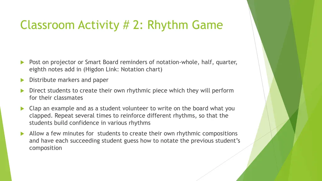 classroom activity 2 rhythm game