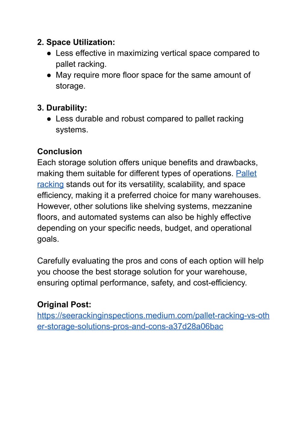 2 space utilization less effective in maximizing