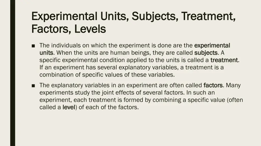 experimental units subjects treatment