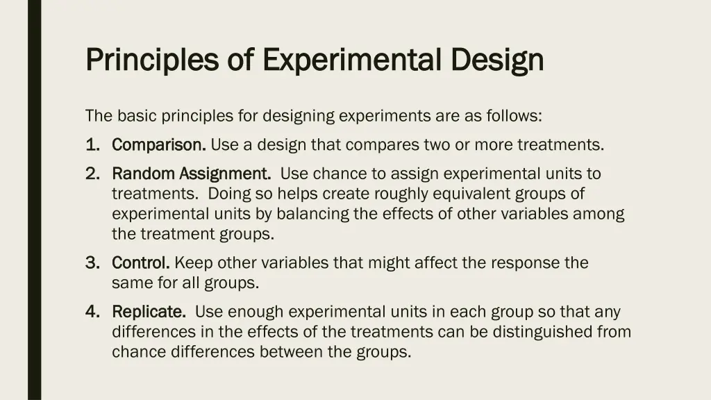 principles of experimental design principles