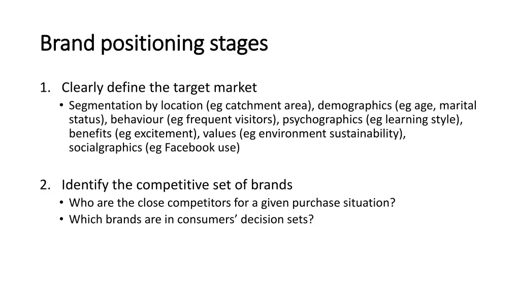 brand positioning stages brand positioning stages