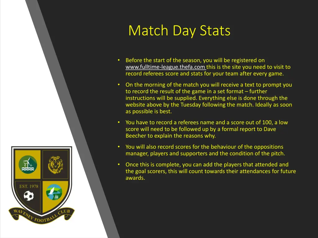 match day stats