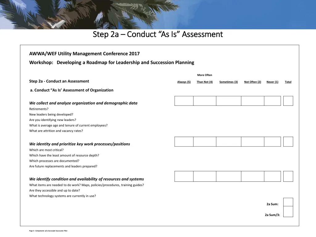 step 2a step 2a conduct as is assessment conduct