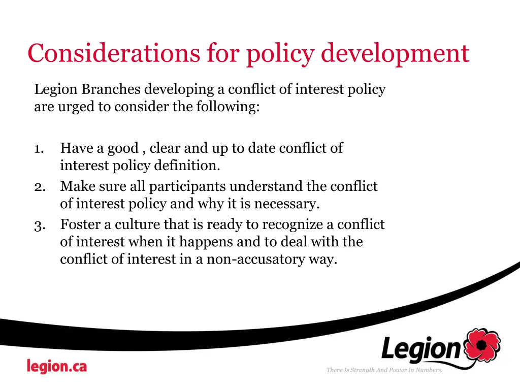 considerations for policy development