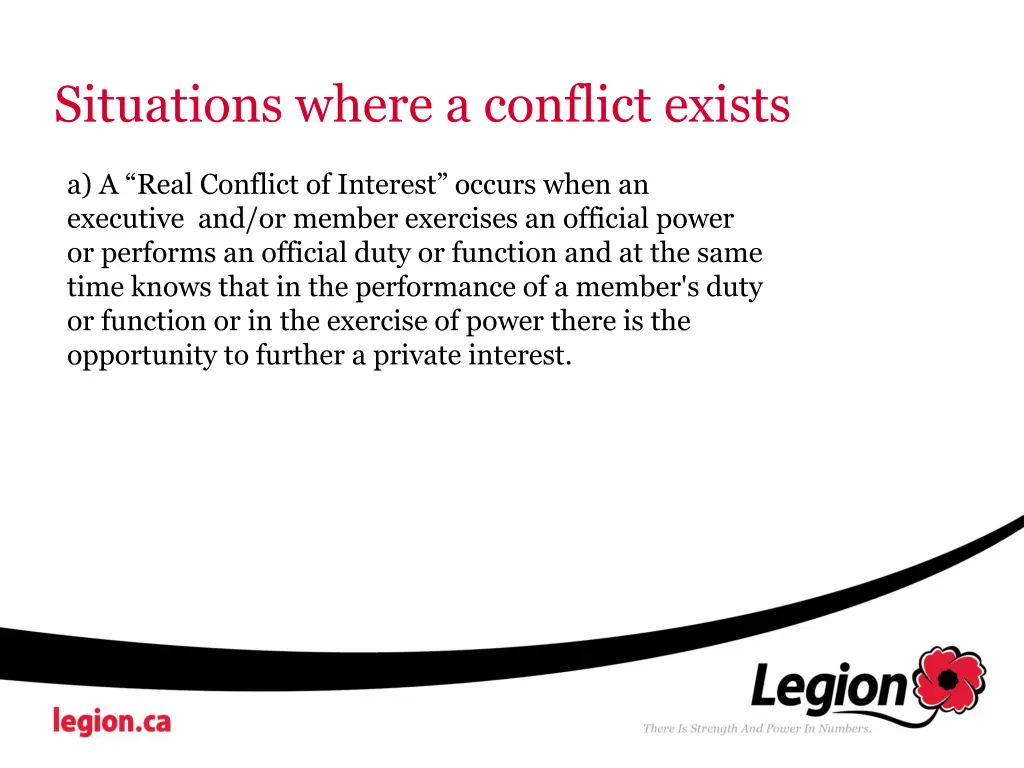 situations where a conflict exists