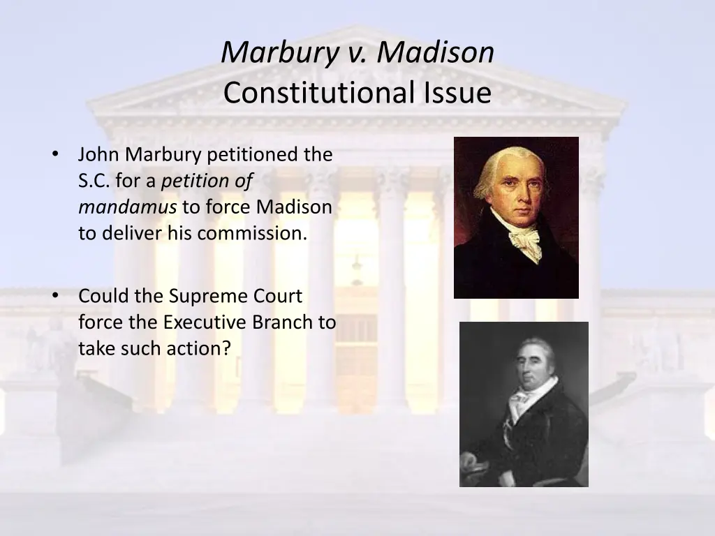 marbury v madison constitutional issue