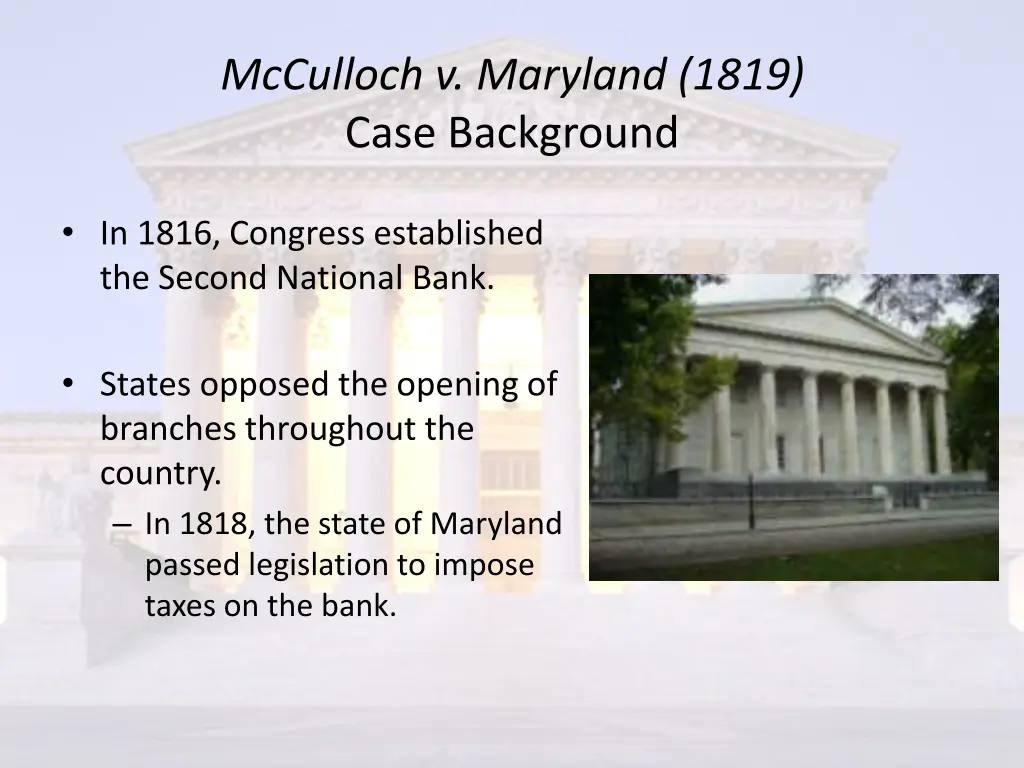 mcculloch v maryland 1819 case background