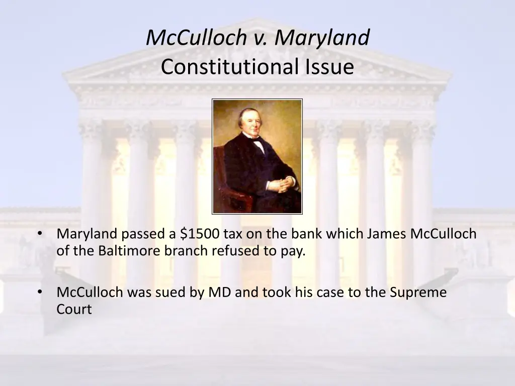 mcculloch v maryland constitutional issue