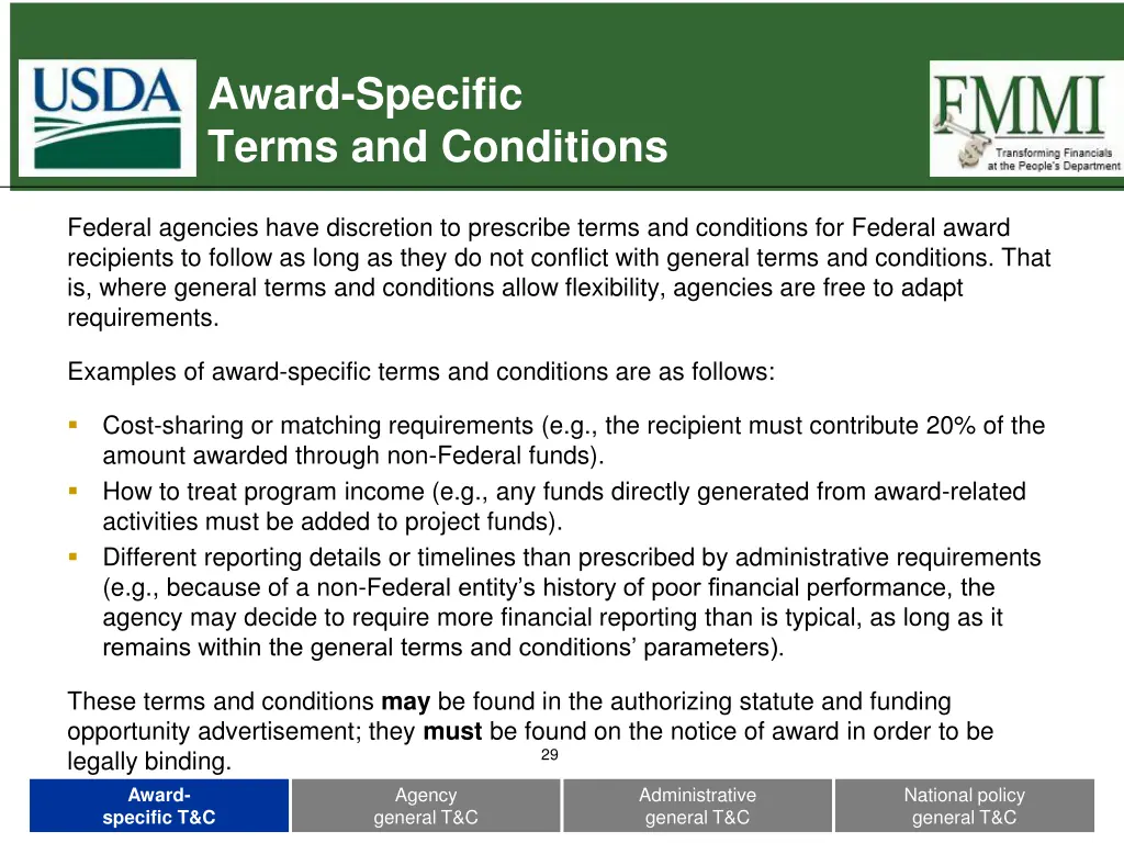 award specific terms and conditions