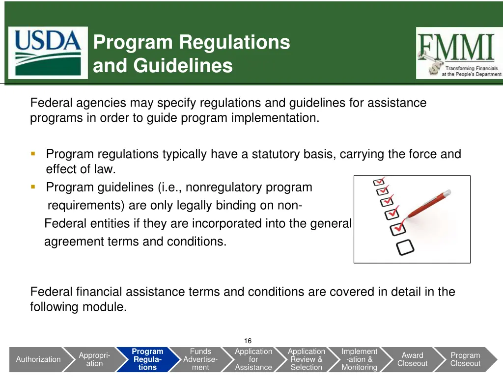 program regulations and guidelines